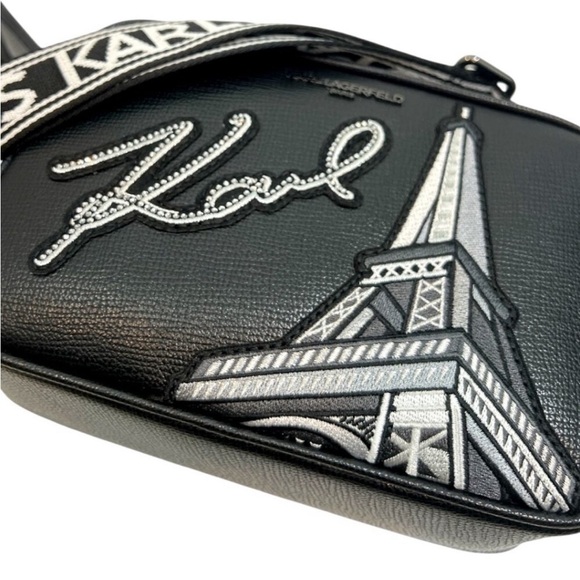 Karl Lagerfeld Maybelle Eilffel Tower Camera Crossbody Bag Black New $198 - Picture 3 of 4